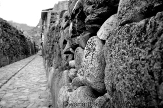 The old Inca walls in Ollantaytambo town